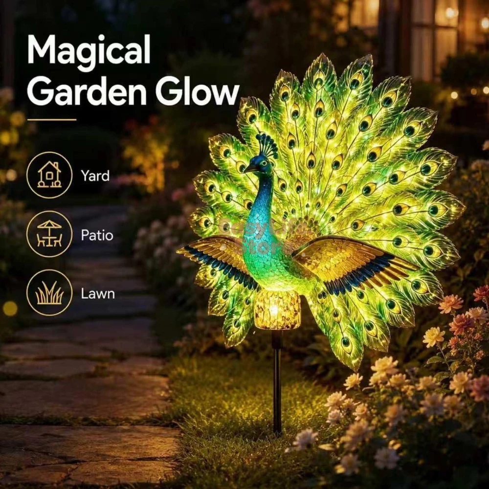Lighting Decoration Ideas - Solar Peacock Garden Sculpture, Outdoor Decor