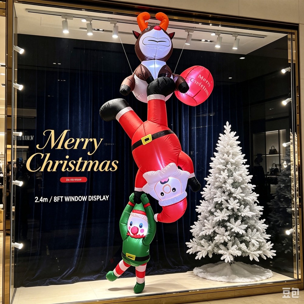 Santa'S Elves Holiday Lighting & Decor Llc - 7.9FT/2.4M Hanging Inflatable Climbing Santa Reindeer