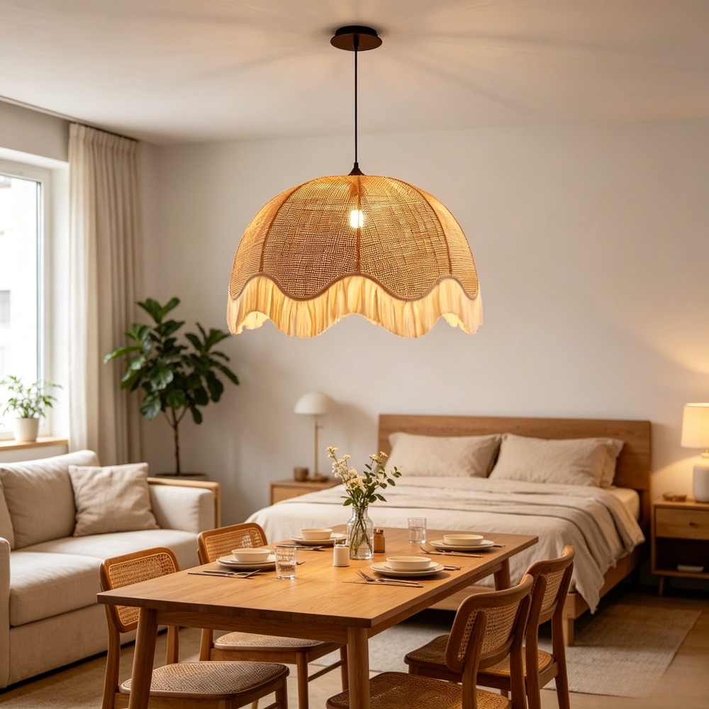 Japanese Lighting Decor - Japanese Wabi Sabi E27 Rattan Weaving