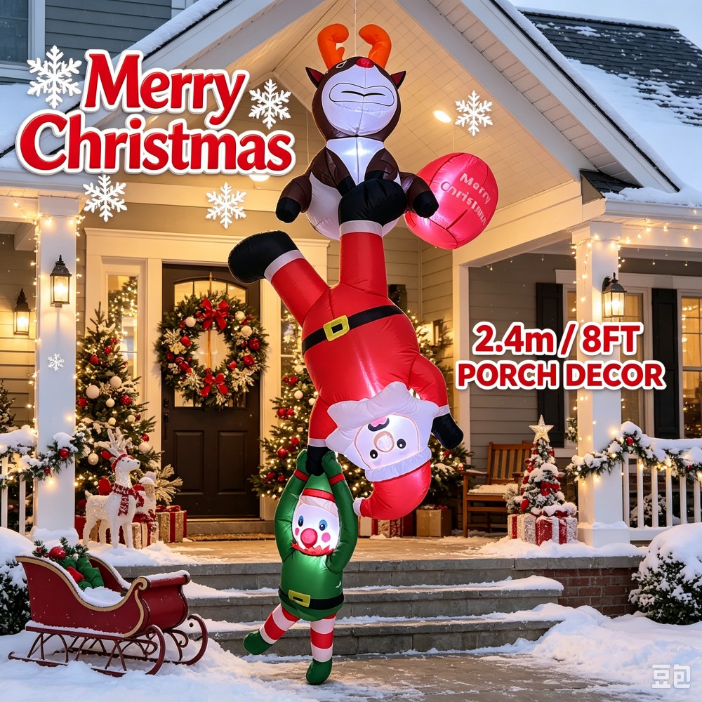 Santa'S Elves Holiday Lighting & Decor Llc - 8FT Inflatable Upside Down Santa &