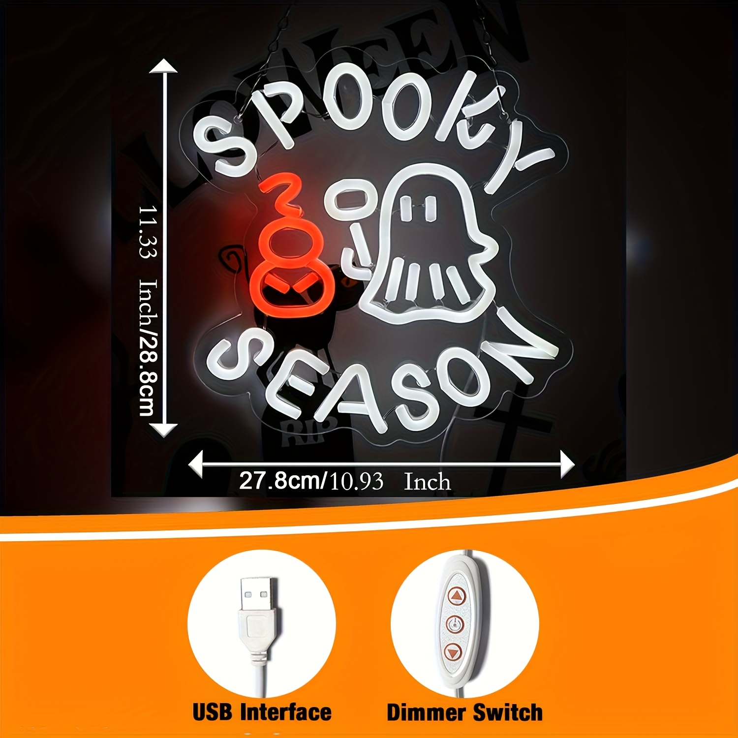 Spooky Season Neon Sign USB Di - Lighting Room Decor Photo 评论和价格