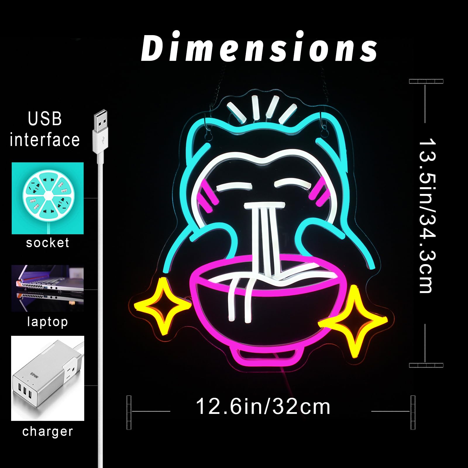 LED Ramen Neon Light - Cute Be - Japanese Lighting Decor 评论和价格