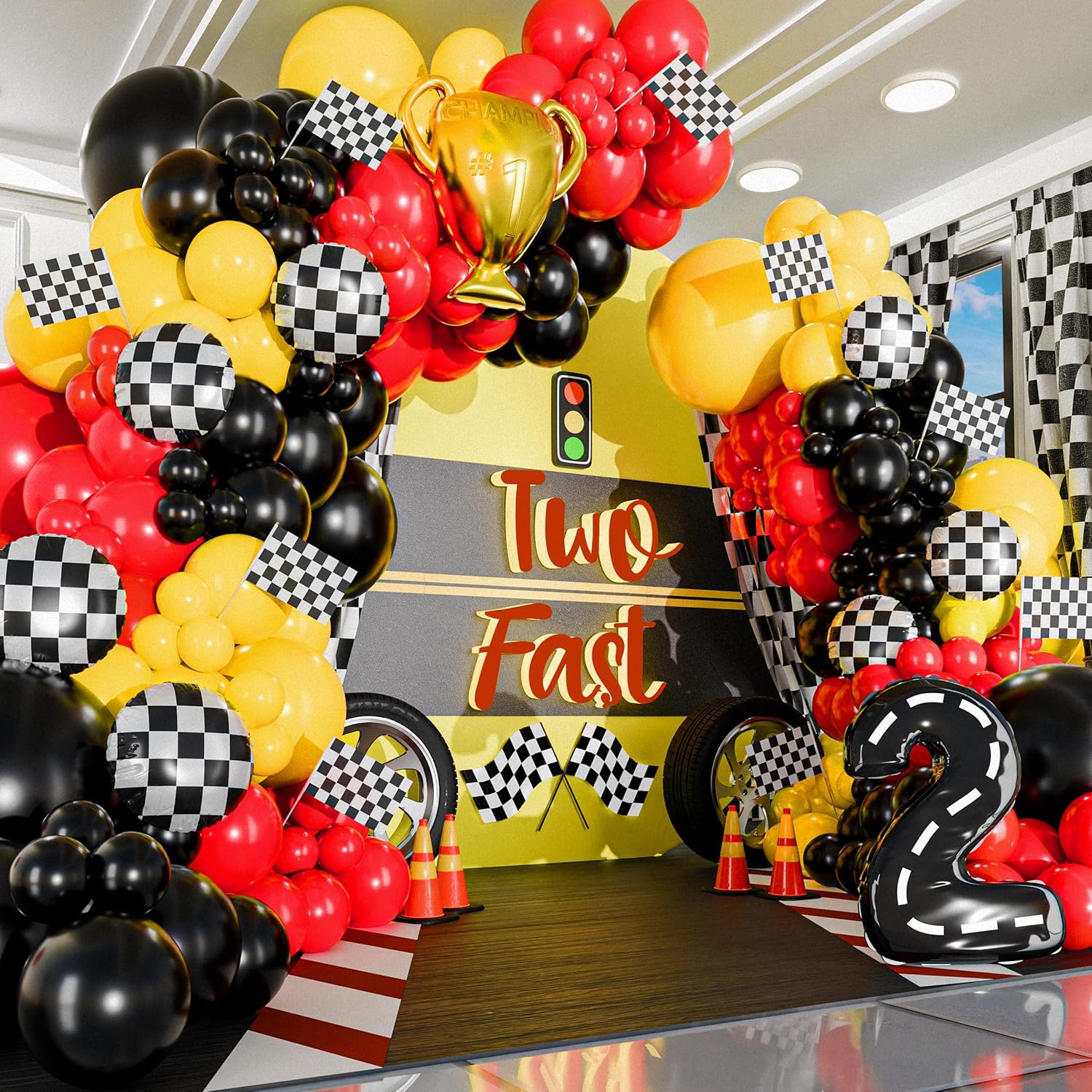 98-Piece Yellow and Black All- - Lighting Mcqueen Decor 评论和价格