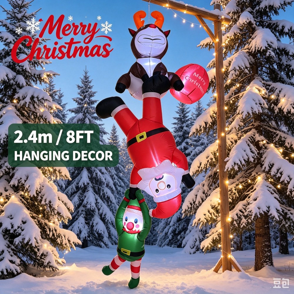 8FT Hanging Inflatable Christm - Santa'S Elves Holiday Lighting & Decor Llc 评论和价格