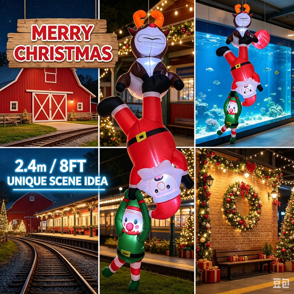 8FT Hanging Inflatable Christm - Santa'S Elves Holiday Lighting & Decor Llc 评论和价格