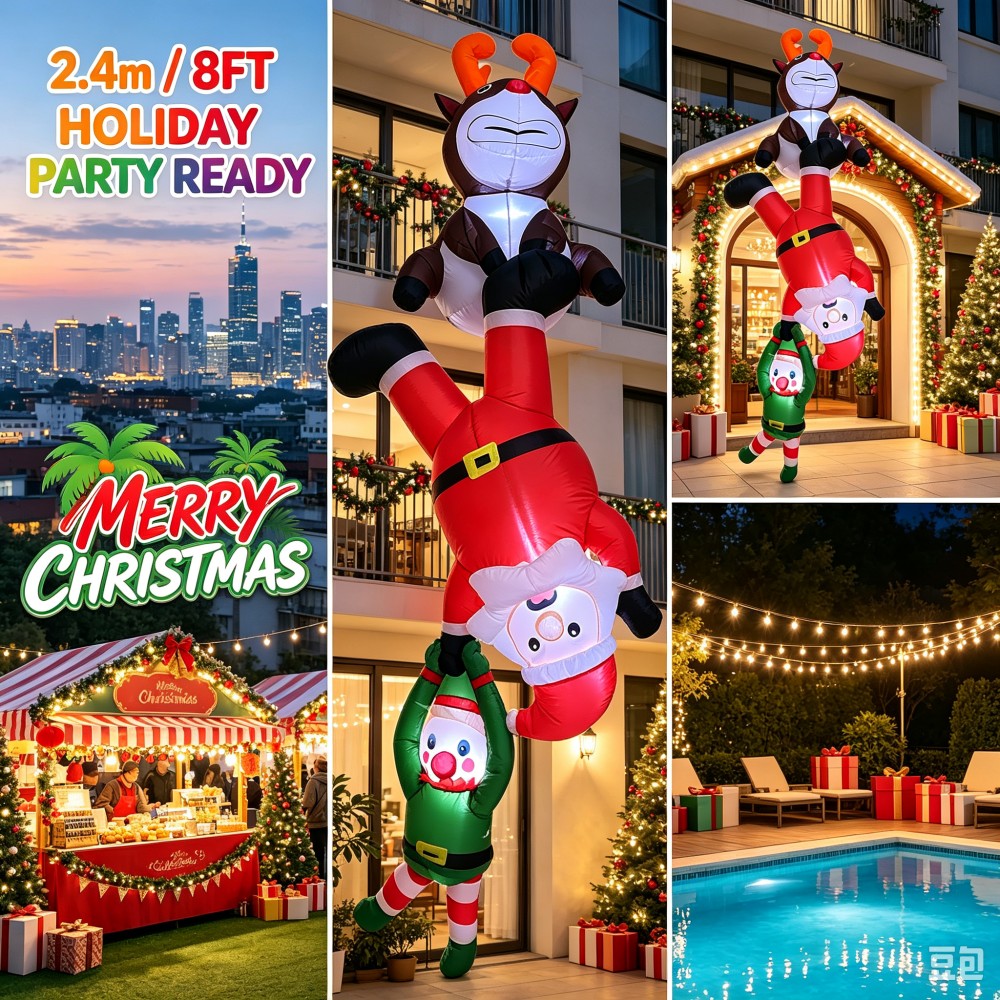 7.9FT/2.4M Hanging Inflatable  - Santa'S Elves Holiday Lighting & Decor Llc 评论和价格
