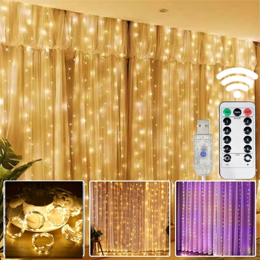 1pc Christmas Home Decoration  - Fairy Light Curtain 评论和价格
