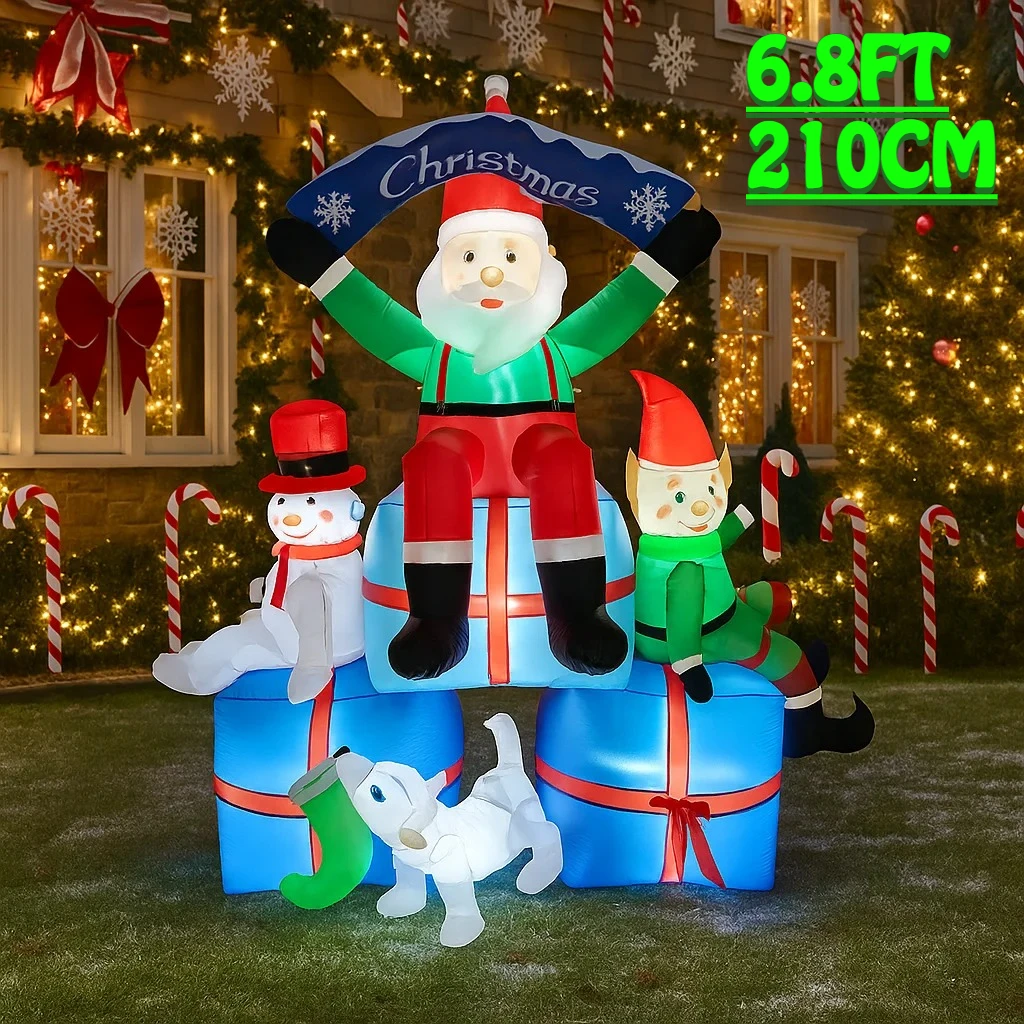 2.1M/6.8FT Santa Snowman Elf D - Santa'S Elves Holiday Lighting & Decor Llc 评论和价格