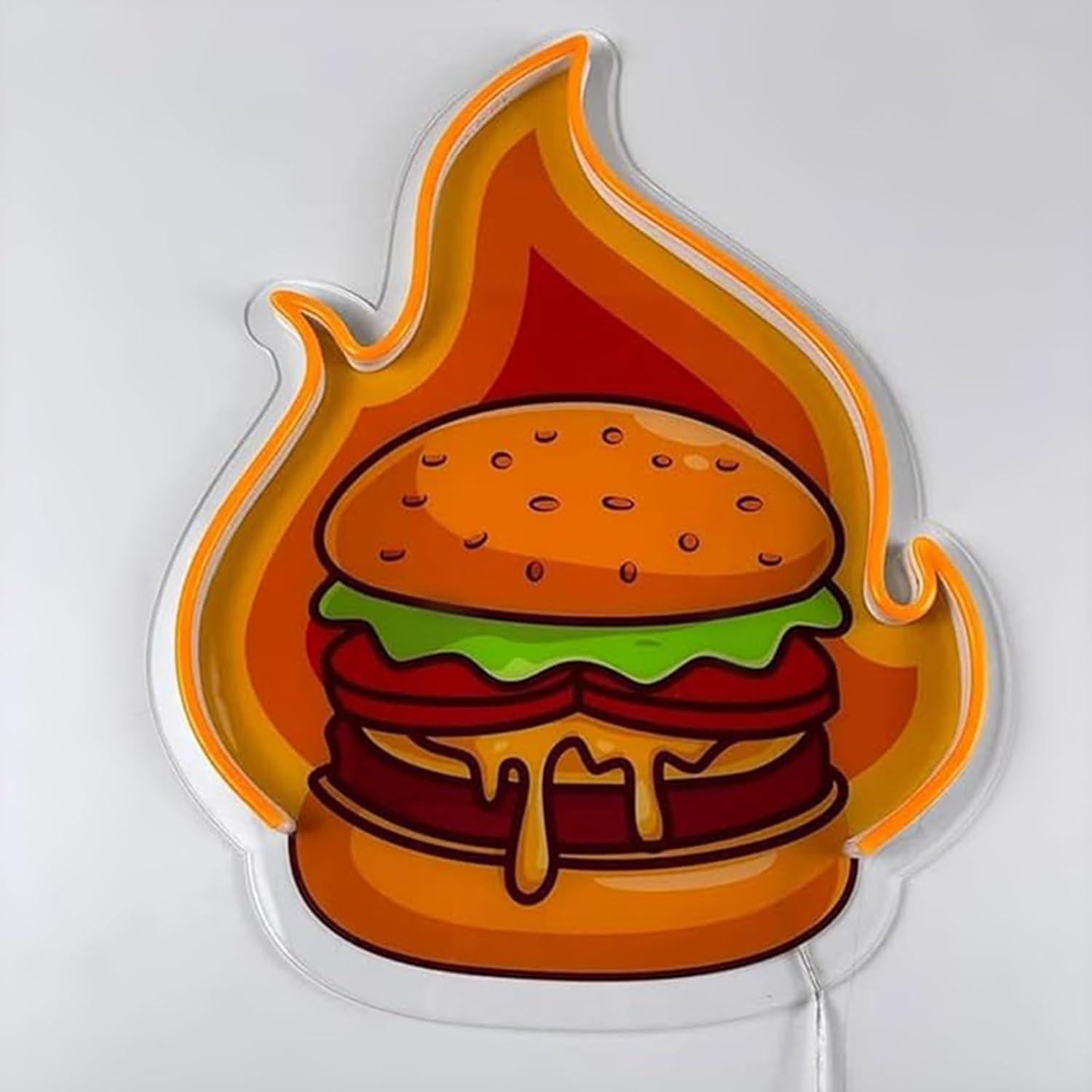 Burger Neon Sign LED Hamburger - Lighting Decoration Ideas 评论和价格
