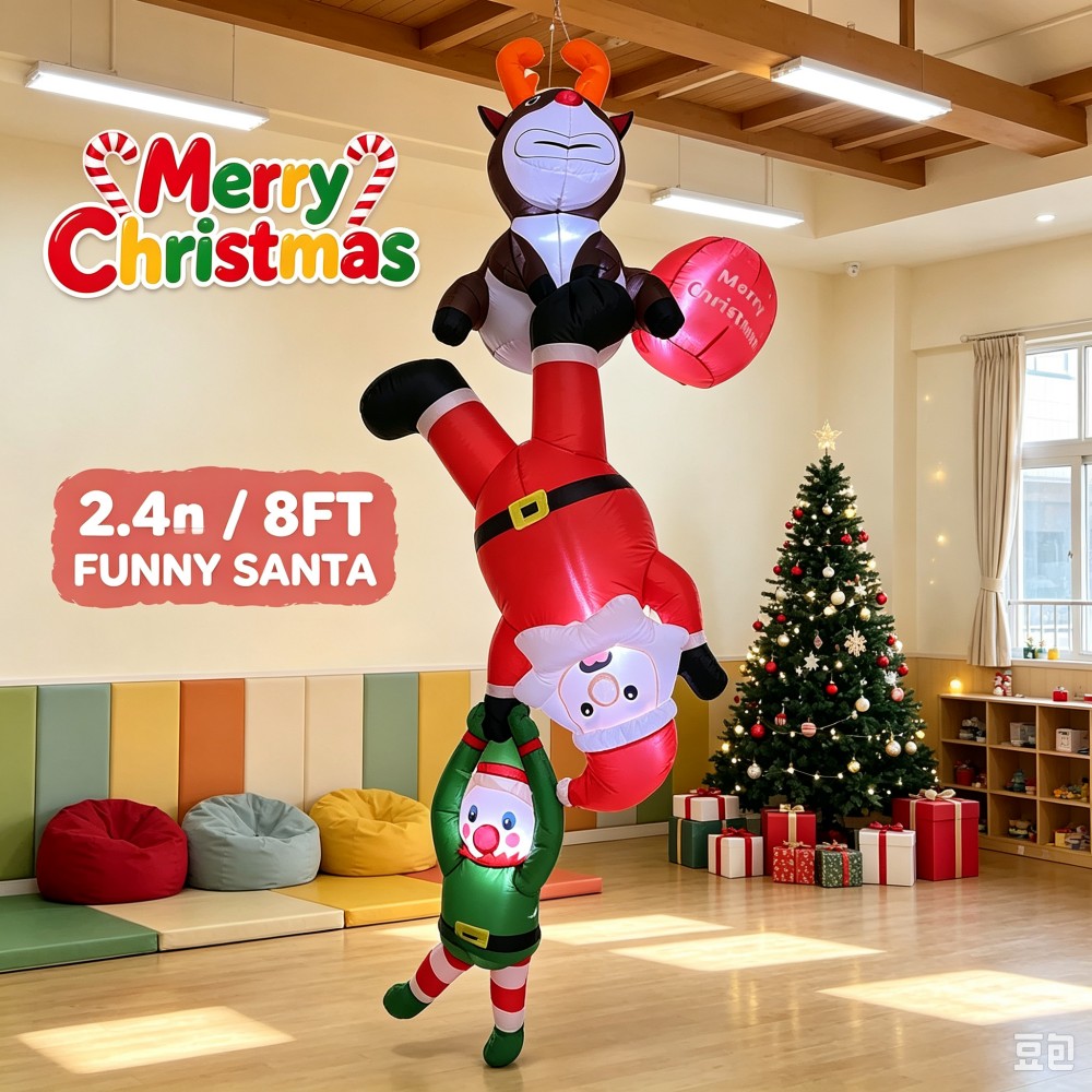 8FT Inflatable Upside Down San - Santa'S Elves Holiday Lighting & Decor Llc 评论和价格