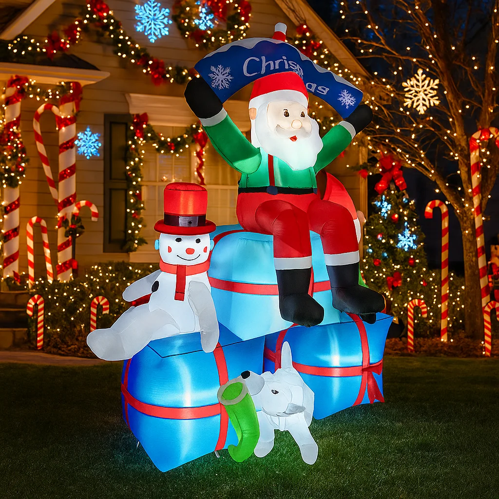 2.1M/6.8FT Inflatable Santa Cl - Santa'S Elves Holiday Lighting & Decor Llc 评论和价格